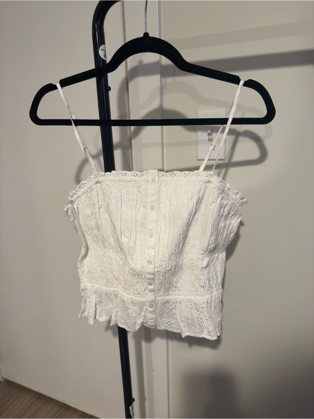 LOFT White Eyelet Button-Front Cami